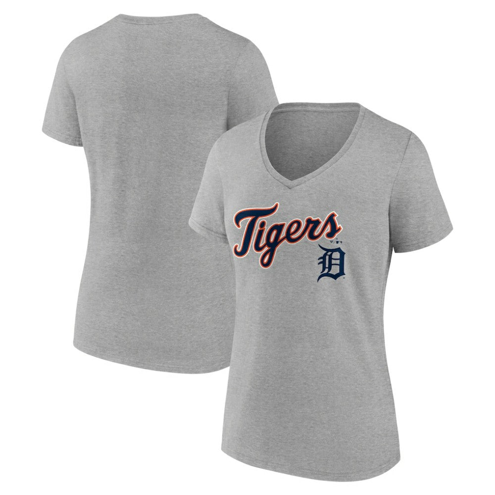 MLB Detroit Tigers Women's Team Lockup V-Neck T-Shirt