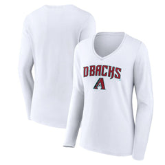 MLB Arizona Diamondbacks Women's Team Lockup Long Sleeve V-Neck T-Shirt