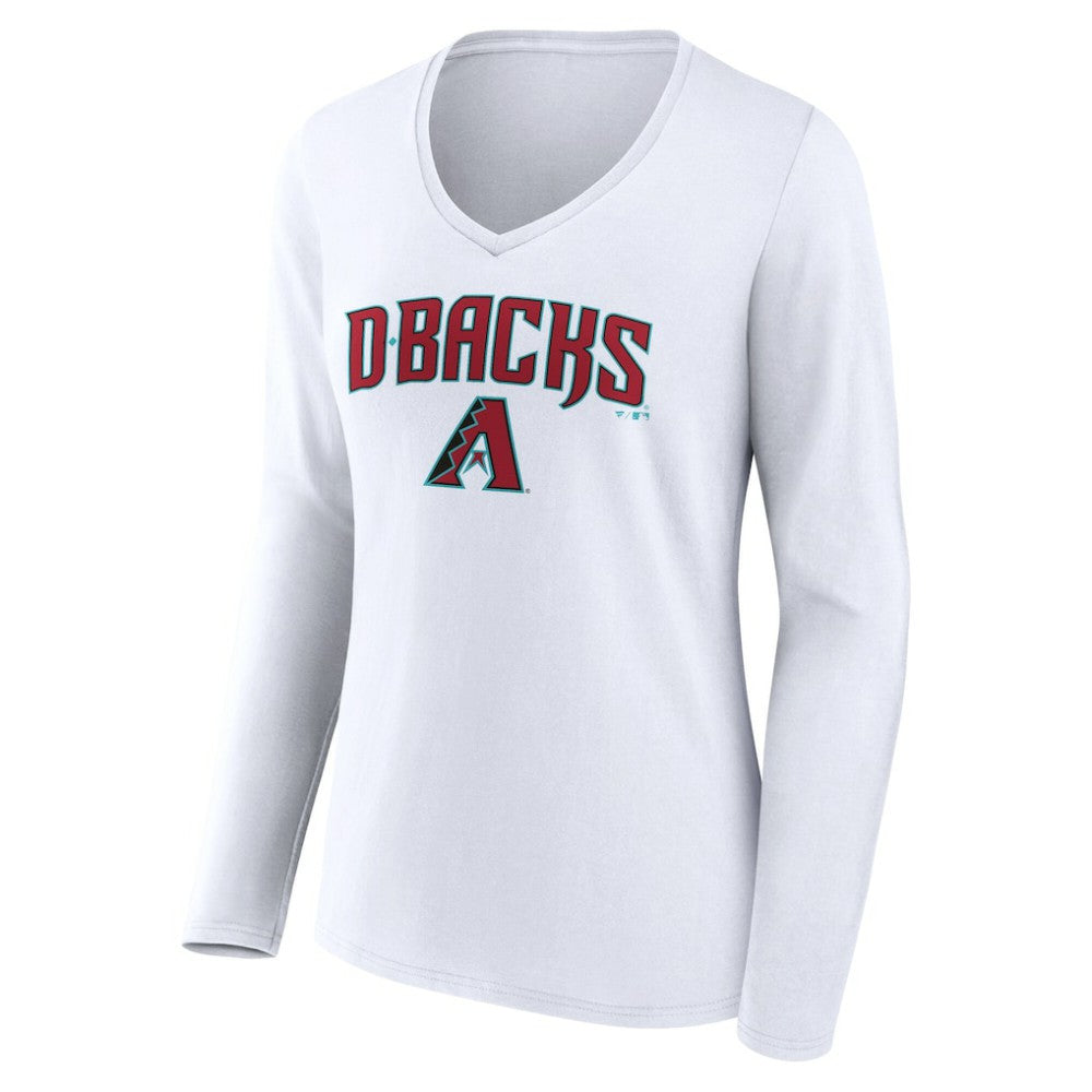 MLB Arizona Diamondbacks Women's Team Lockup Long Sleeve V-Neck T-Shirt
