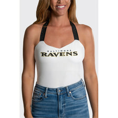 Cuce Women's Rhinestone Semi-Cropped Halter Tank - Baltimore Ravens