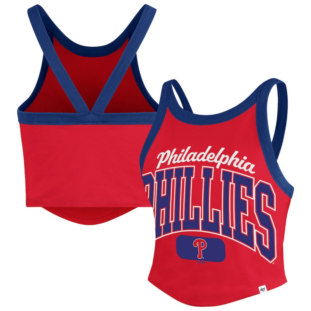 MLB Philadelphia Phillies '47 Women's Trendy Team Rally Sporty Cropped Racerback Tank Top