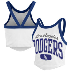 MLB Los Angeles Dodgers '47 Women's Trendy Team Rally Sporty Cropped Racerback Tank Top