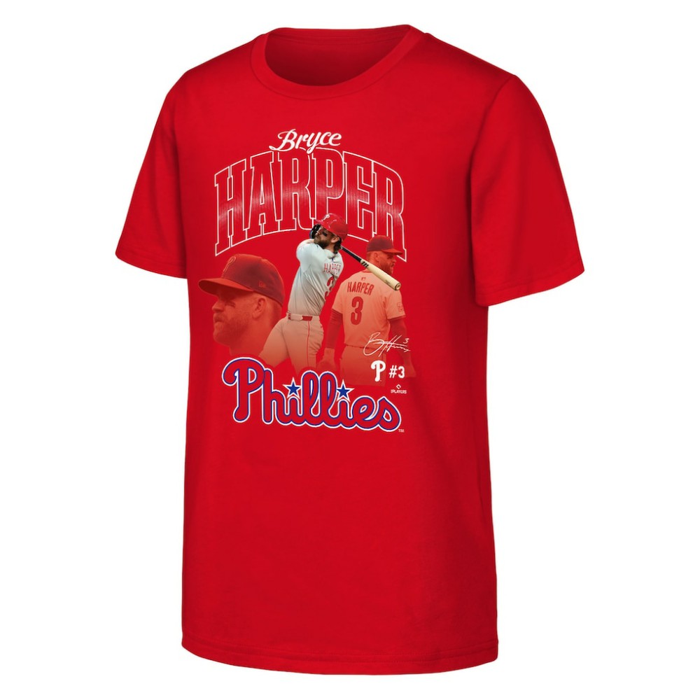 MLB Bryce Harper Philadelphia Phillies Outerstuff Youth Triple Player Graphic T-Shirt