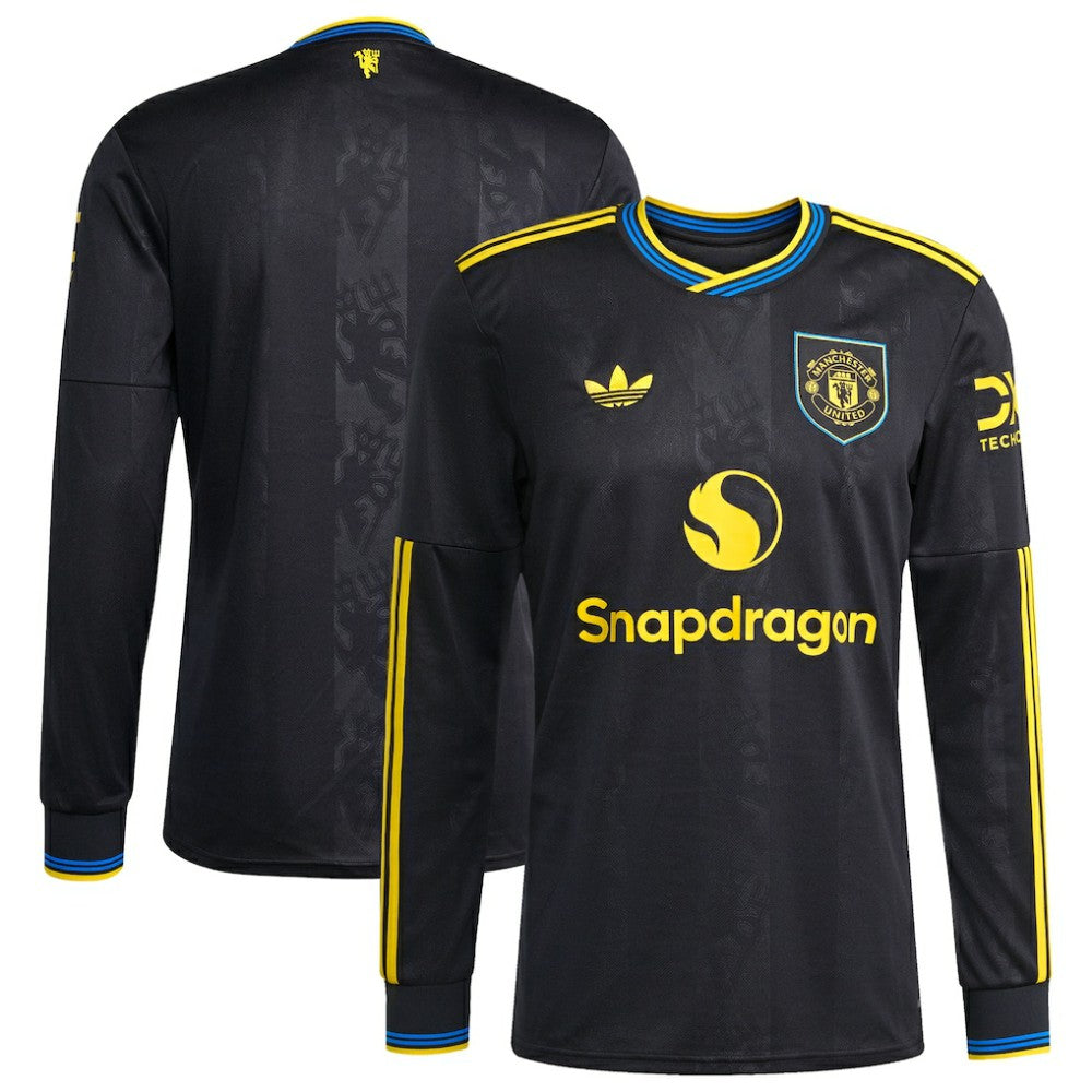 Manchester United 2025/26 Third Replica Long Sleeve Jersey - Adidas Black