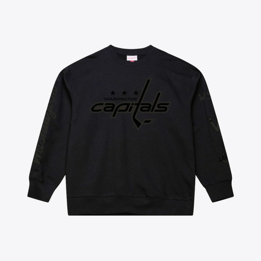 NHL Black Washington Capitals Mitchell & Ness Phantom Fleece Crew Neck Sweatshirt