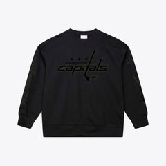 NHL Black Washington Capitals Mitchell & Ness Phantom Fleece Crew Neck Sweatshirt