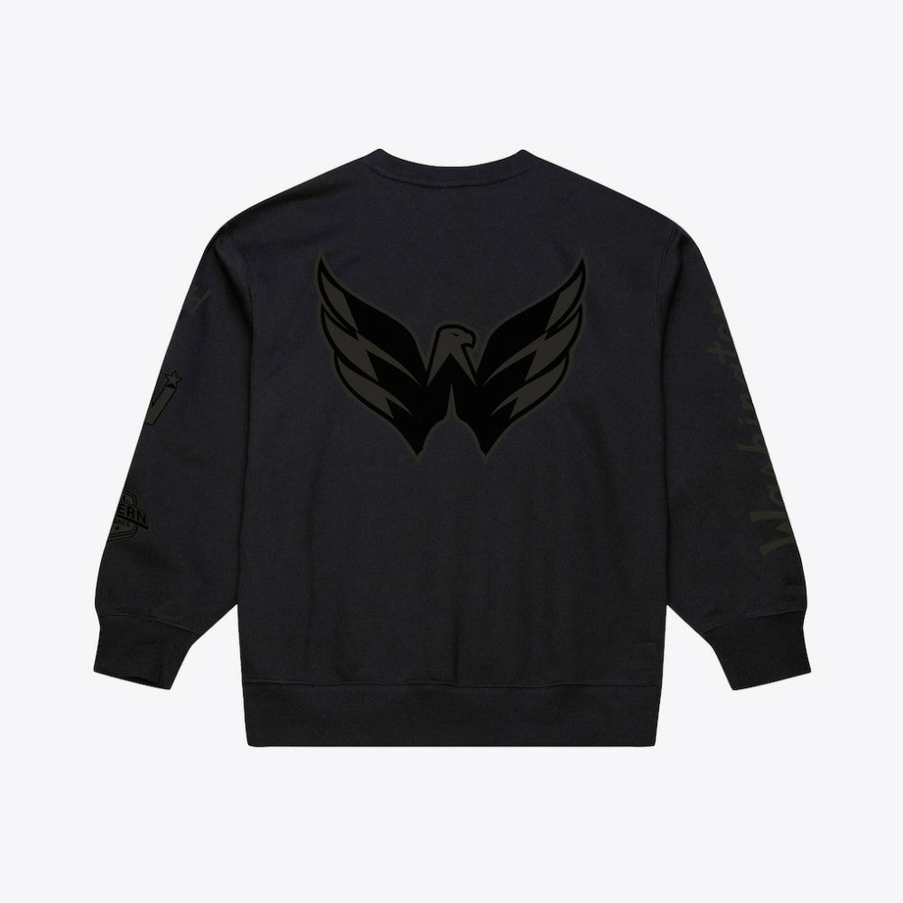 NHL Black Washington Capitals Mitchell & Ness Phantom Fleece Crew Neck Sweatshirt