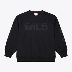 NHL Black Minnesota Wild Mitchell & Ness Phantom Fleece Crew Neck Sweatshirt