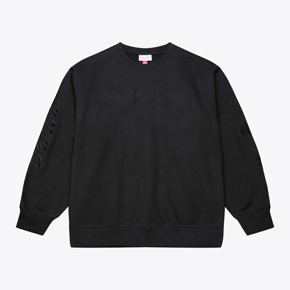 NHL Black Detroit Red Wings Mitchell & Ness Phantom Fleece Crew Neck Sweatshirt