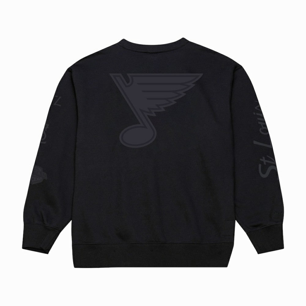 NHL Black St. Louis Blues Mitchell & Ness Phantom Fleece Crew Neck Sweatshirt