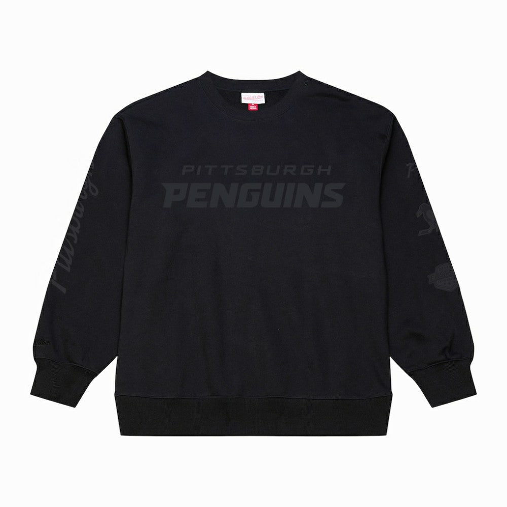 NHL Black Pittsburgh Penguins Mitchell & Ness Phantom Fleece Crew Neck Sweatshirt