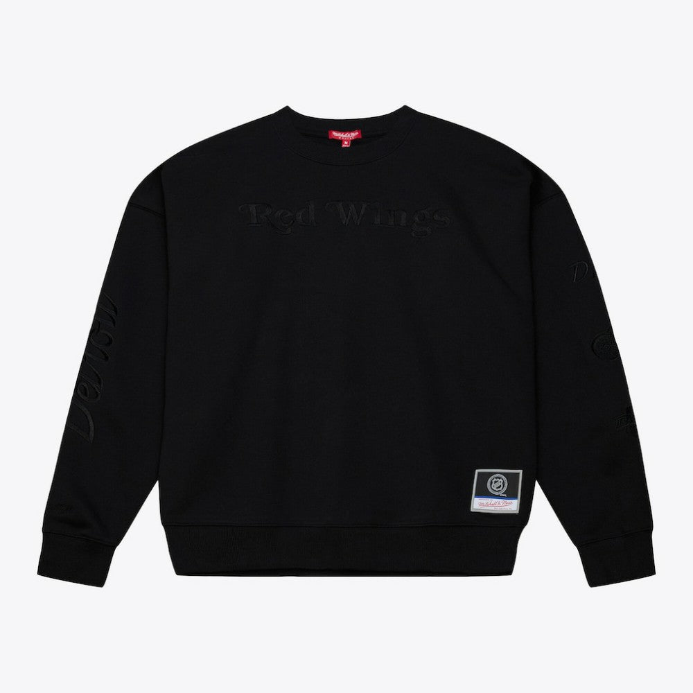 NHL Black Detroit Red Wings Mitchell & Ness Unisex Phantom Fleece Crew Neck Sweatshirt