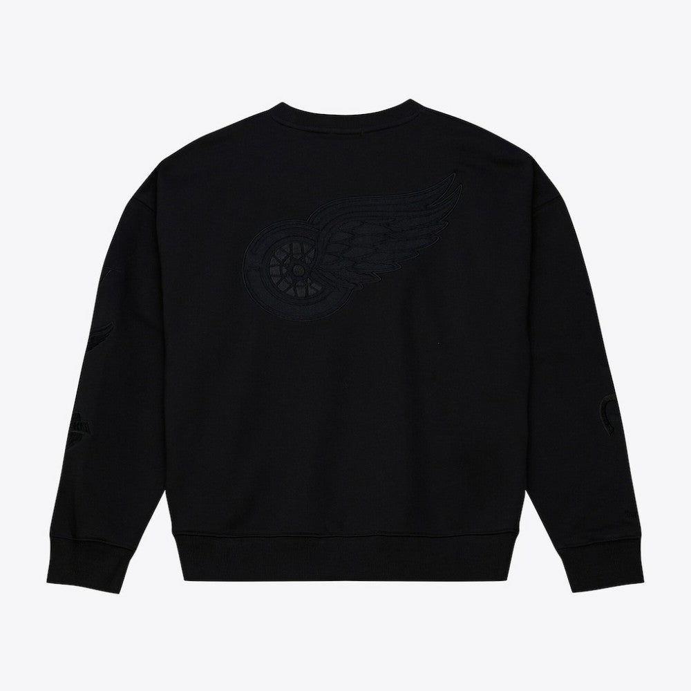 NHL Black Detroit Red Wings Mitchell & Ness Unisex Phantom Fleece Crew Neck Sweatshirt