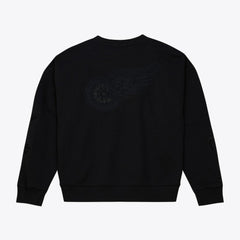 NHL Black Detroit Red Wings Mitchell & Ness Unisex Phantom Fleece Crew Neck Sweatshirt