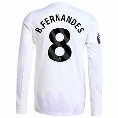 Bruno Fernandes Manchester United 2025/26 Away Long Sleeve Player Jersey - Adidas White