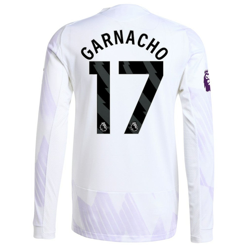 Alejandro Garnacho Manchester United 2025/26 Away Long Sleeve Player Jersey - Adidas White