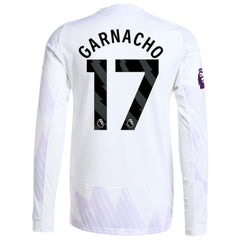 Alejandro Garnacho Manchester United 2025/26 Away Long Sleeve Player Jersey - Adidas White