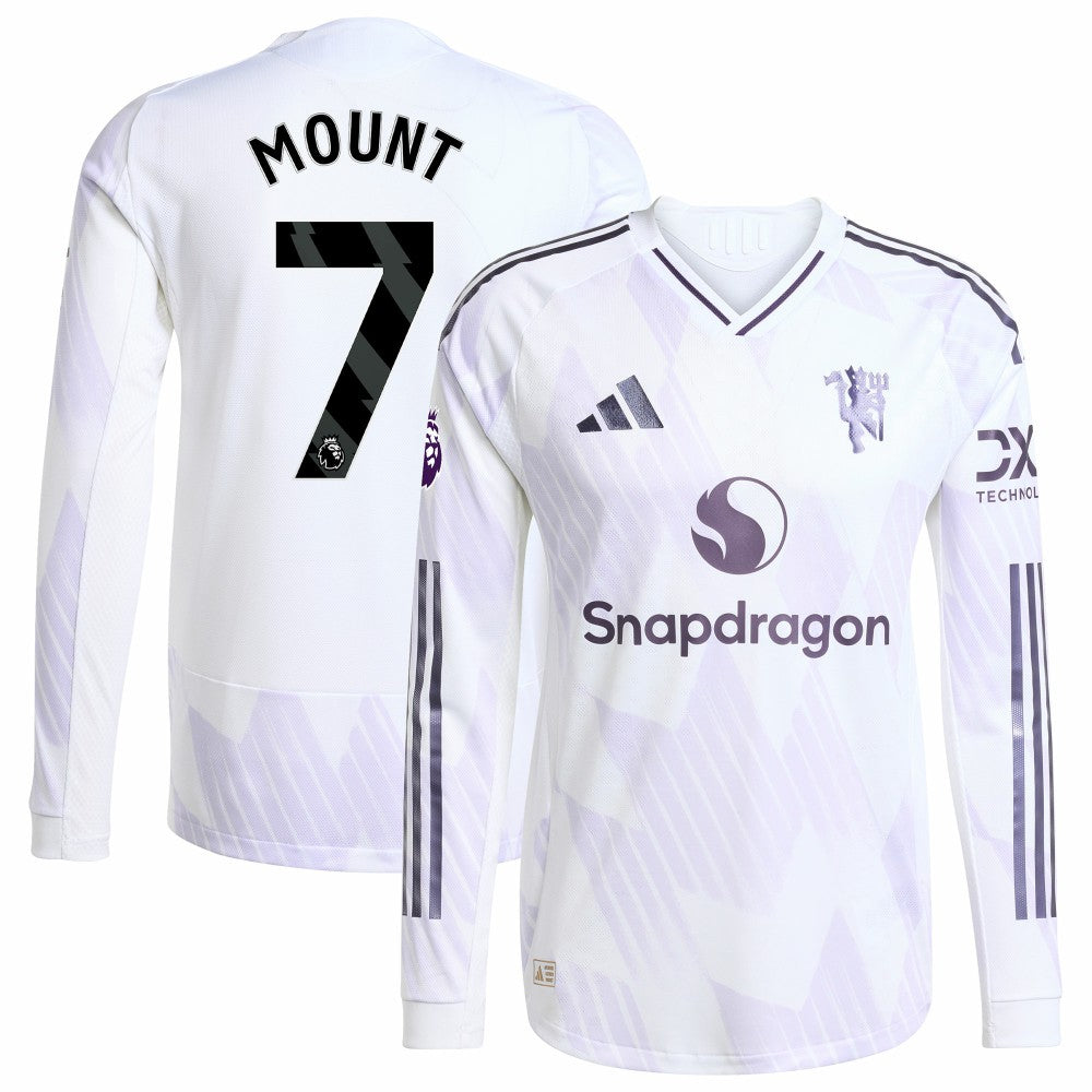 Mason Mount Manchester United 2025/26 Away Long Sleeve Player Jersey - Adidas White