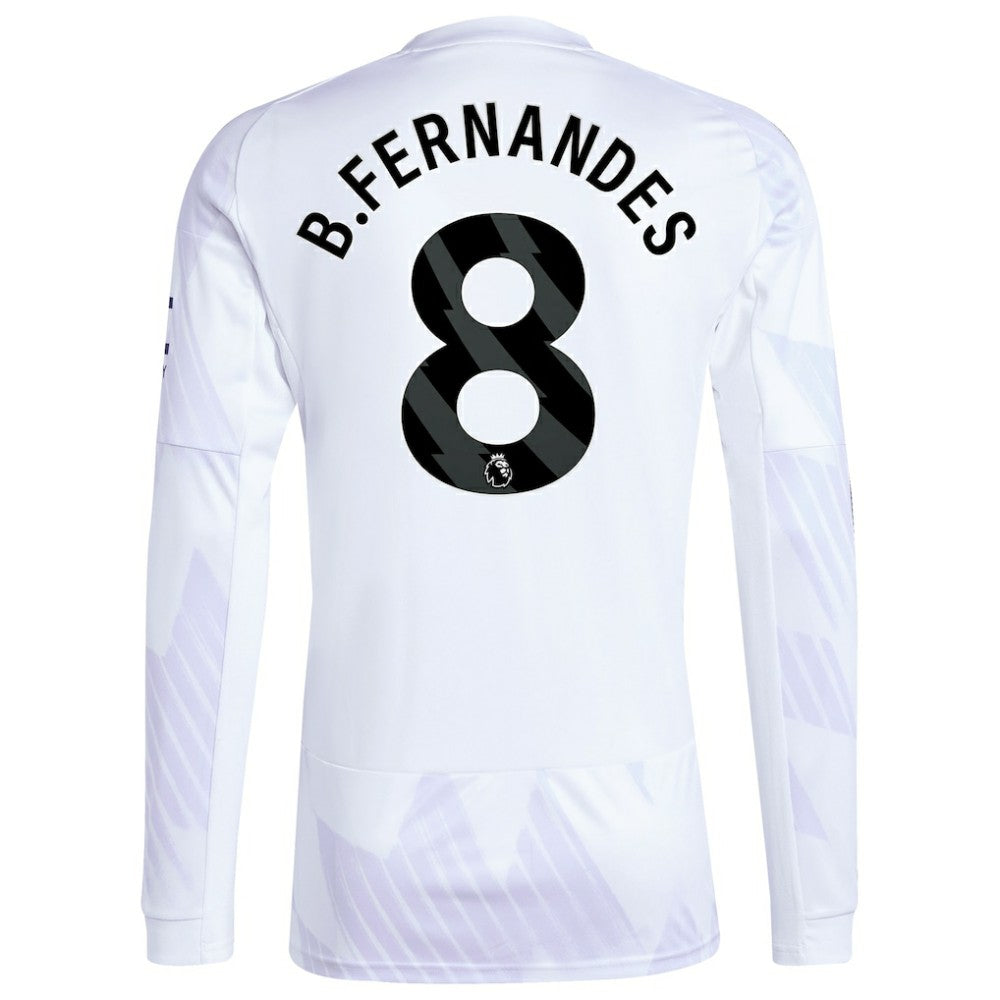 Bruno Fernandes Manchester United 2025/26 Away Replica Long Sleeve Player Jersey - Adidas White