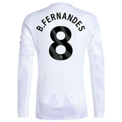 Bruno Fernandes Manchester United 2025/26 Away Replica Long Sleeve Player Jersey - Adidas White