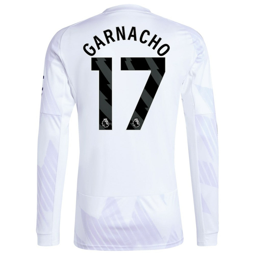 Alejandro Garnacho Manchester United 2025/26 Away Replica Long Sleeve Player Jersey - Adidas White