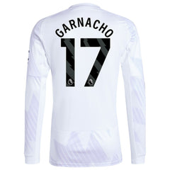 Alejandro Garnacho Manchester United 2025/26 Away Replica Long Sleeve Player Jersey - Adidas White