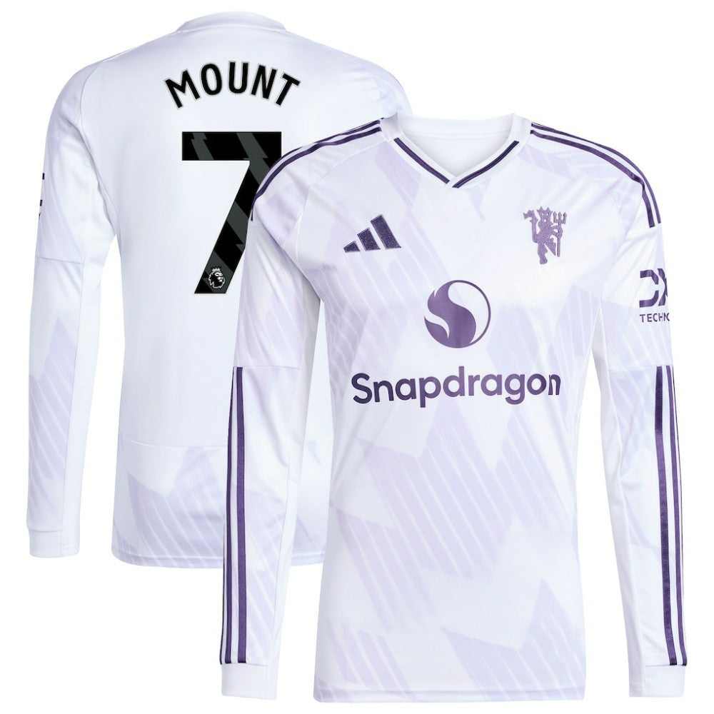 Mason Mount Manchester United 2025/26 Away Replica Long Sleeve Player Jersey - Adidas White