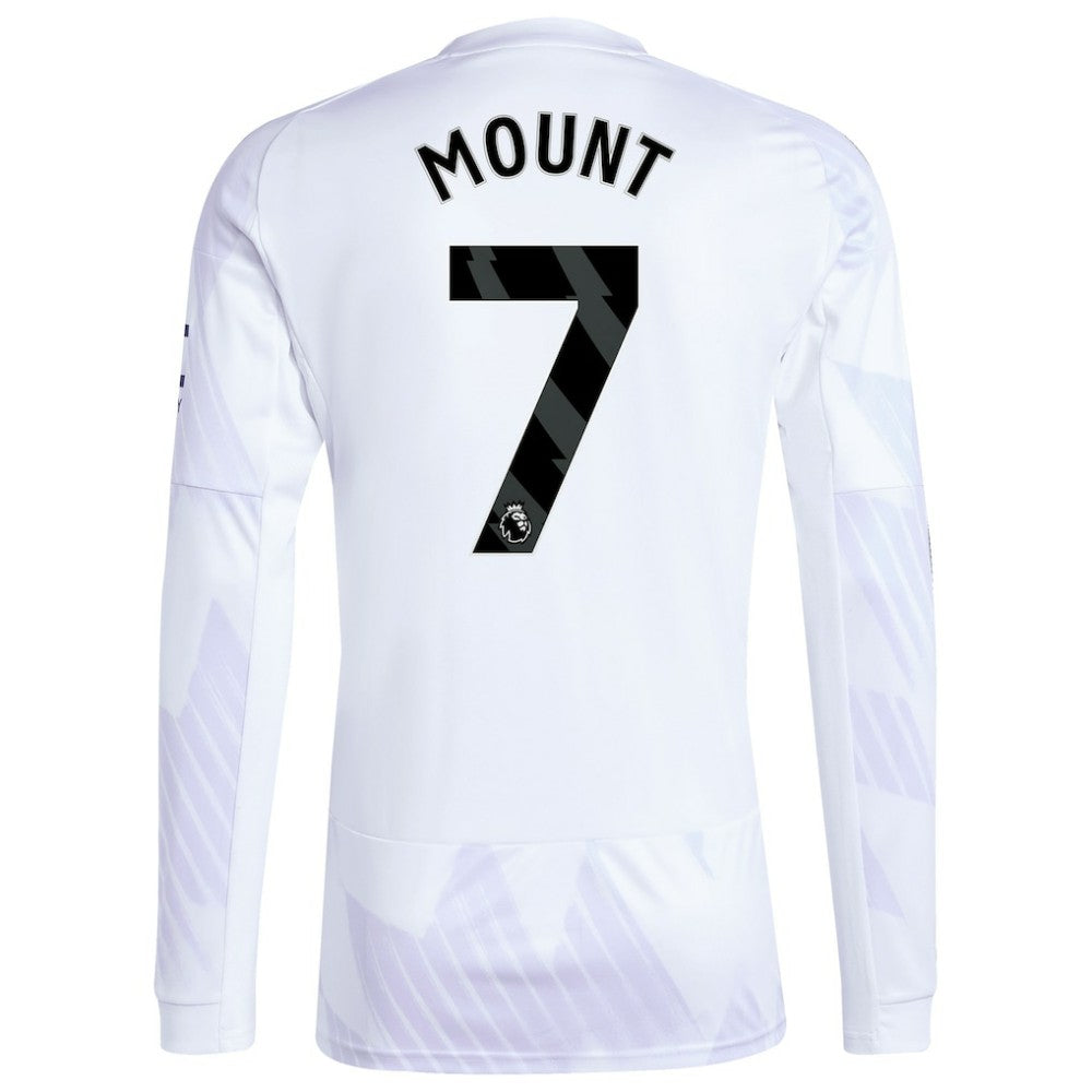 Mason Mount Manchester United 2025/26 Away Replica Long Sleeve Player Jersey - Adidas White
