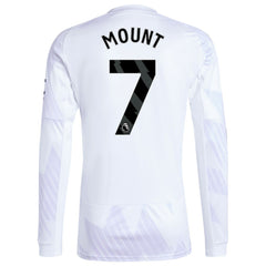 Mason Mount Manchester United 2025/26 Away Replica Long Sleeve Player Jersey - Adidas White