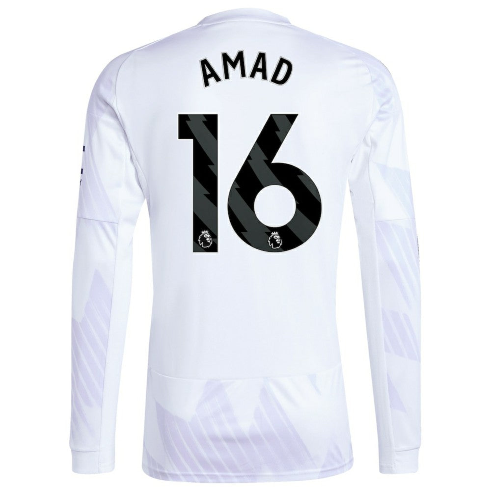 Amad Diallo Manchester United 2025/26 Away Replica Long Sleeve Player Jersey - Adidas White