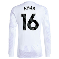 Amad Diallo Manchester United 2025/26 Away Replica Long Sleeve Player Jersey - Adidas White