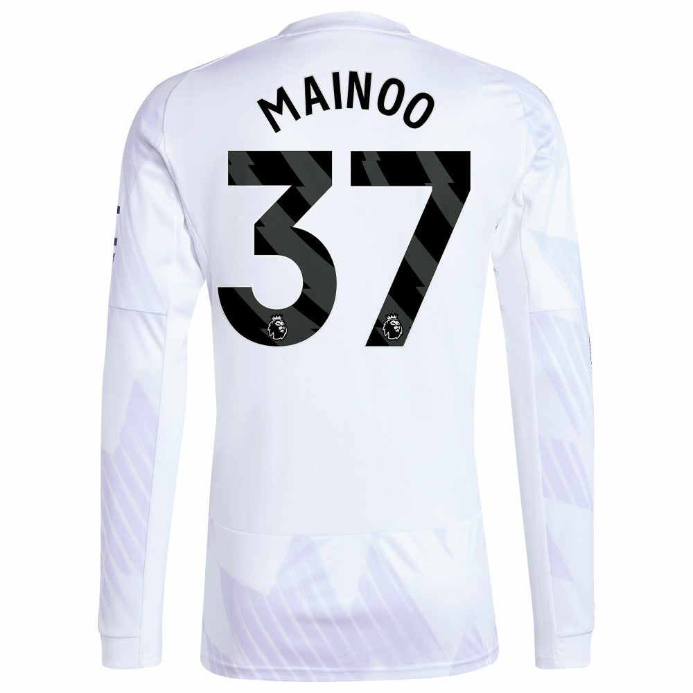 Kobbie Mainoo Manchester United 2025/26 Away Replica Long Sleeve Player Jersey - Adidas White