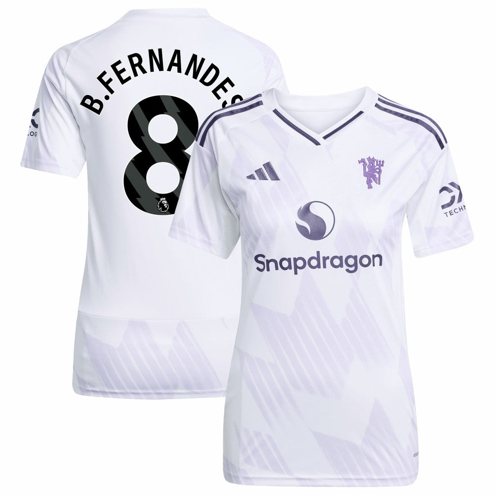 Bruno Fernandes Manchester United Women's 2025/26 Away Replica Player Jersey - Adidas White