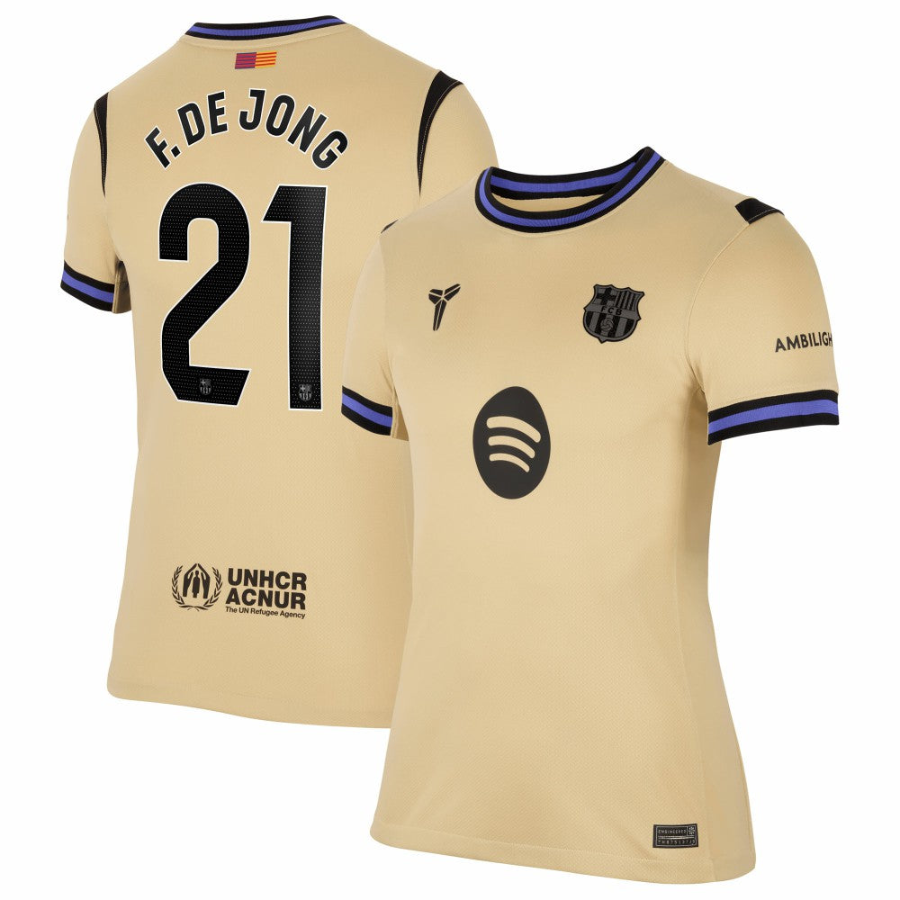 Frenkie de Jong Barcelona Women's 2025/26 Away Stadium Replica Jersey - Nike Gold