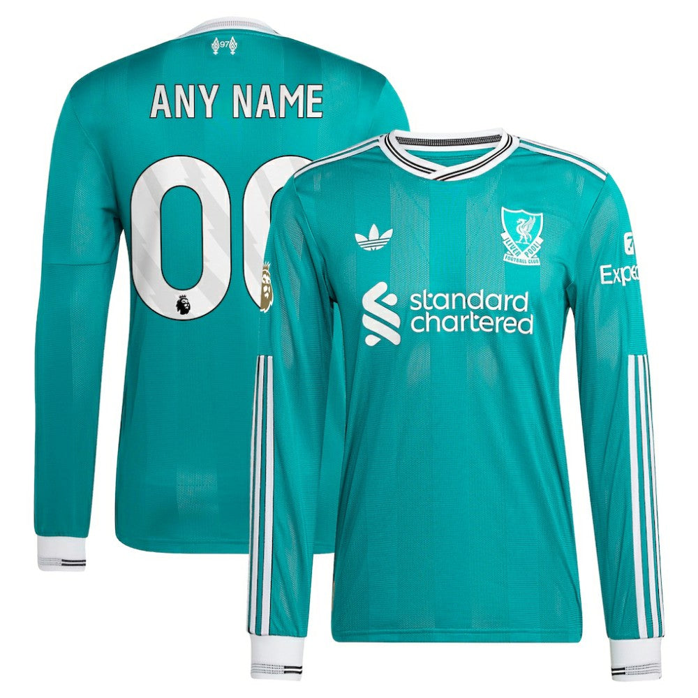 Liverpool 2025/26 Third Long Sleeve Custom Jersey - Adidas Green