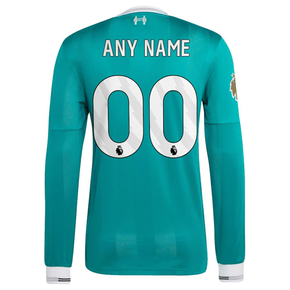 Liverpool 2025/26 Third Long Sleeve Custom Jersey - Adidas Green