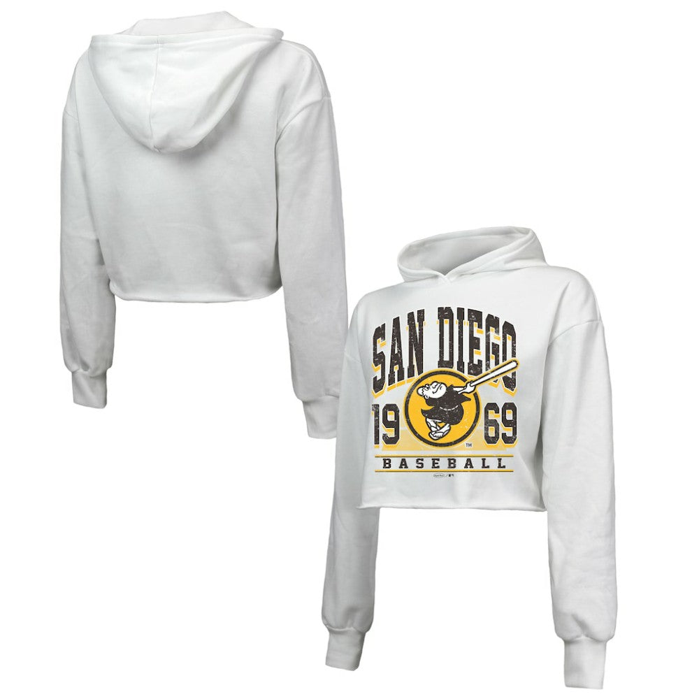MLB San Diego Padres Majestic Threads Women's Cropped Have A Field Day Tri-Blend Hoodie