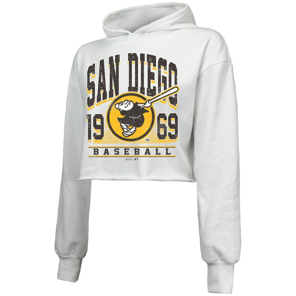 MLB San Diego Padres Majestic Threads Women's Cropped Have A Field Day Tri-Blend Hoodie