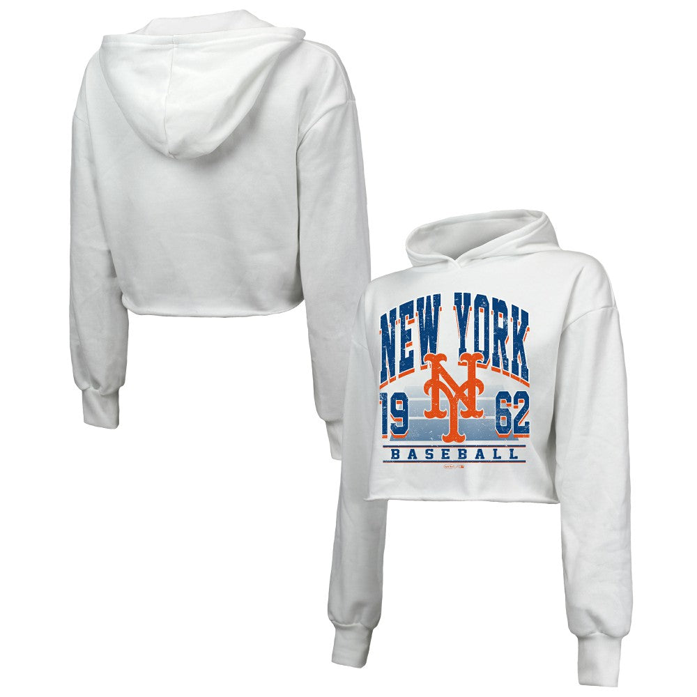 MLB New York Mets Majestic Threads Women's Cropped Have A Field Day Tri-Blend Hoodie
