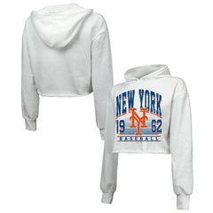 MLB New York Mets Majestic Threads Women's Cropped Have A Field Day Tri-Blend Hoodie