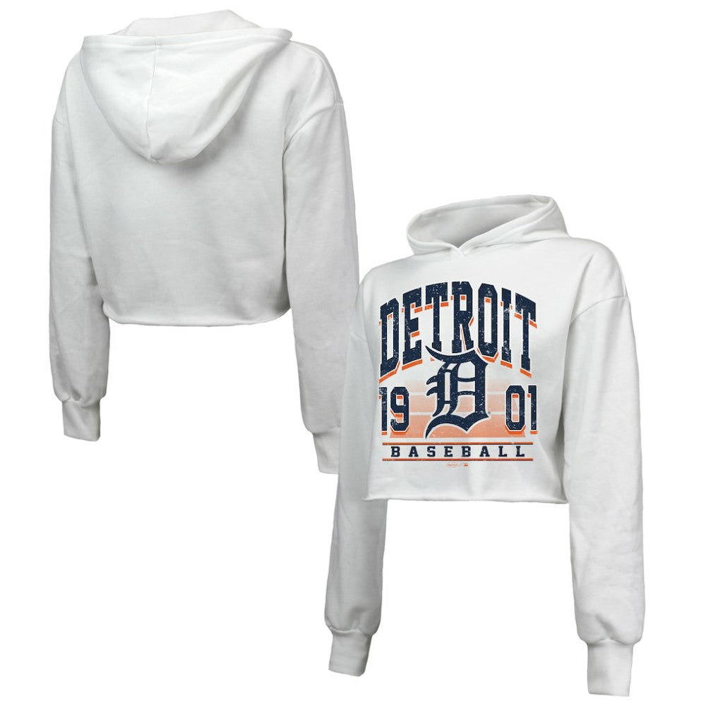MLB Detroit Tigers Majestic Threads Women's Cropped Have A Field Day Tri-Blend Hoodie