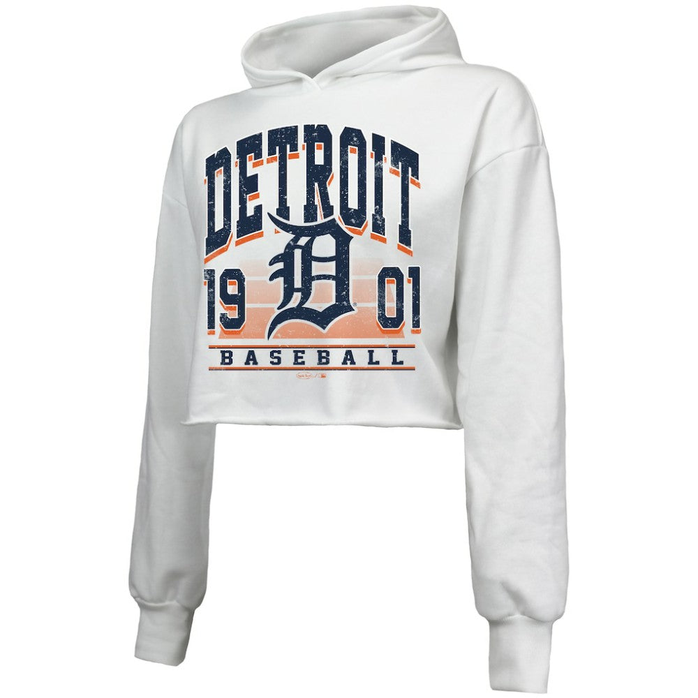 MLB Detroit Tigers Majestic Threads Women's Cropped Have A Field Day Tri-Blend Hoodie