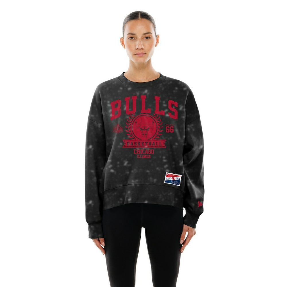 NBA Chicago Bulls Women's Throwback Collection Mineral Wash Crewneck Sweatshirt