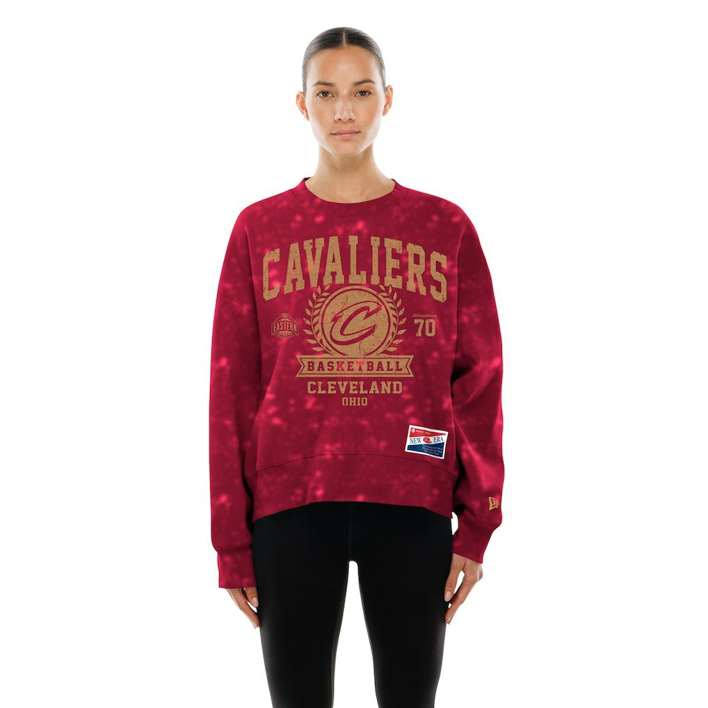 NBA Cleveland Cavaliers Women's Throwback Collection Mineral Wash Crewneck Sweatshirt sale