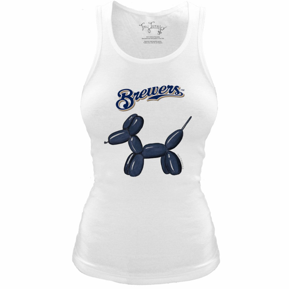 MLB Milwaukee Brewers Tiny Turnip Women's Fitted Balloon Dog Tri-Blend Tank Top