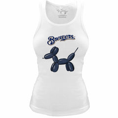MLB Milwaukee Brewers Tiny Turnip Women's Fitted Balloon Dog Tri-Blend Tank Top