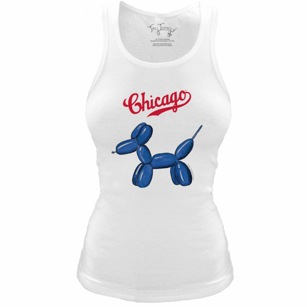 MLB Chicago Cubs Tiny Turnip Women's Fitted Balloon Dog Tri-Blend Tank Top