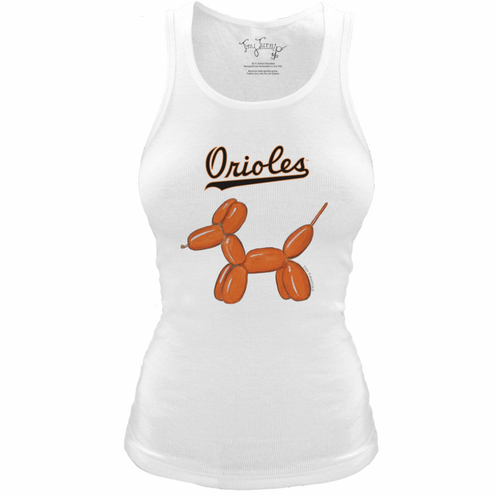 MLB Baltimore Orioles Tiny Turnip Women's Fitted Balloon Dog Tri-Blend Tank Top