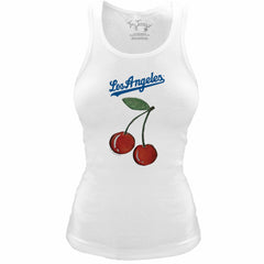 MLB Los Angeles Dodgers Tiny Turnip Women's Fitted Cherries Tri-Blend Tank Top