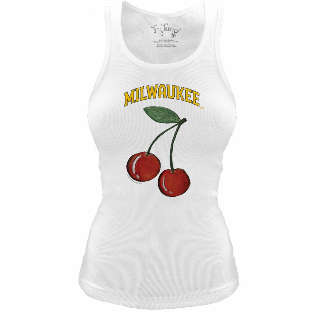 MLB Milwaukee Brewers Tiny Turnip Women's Fitted Cherries Tri-Blend Tank Top